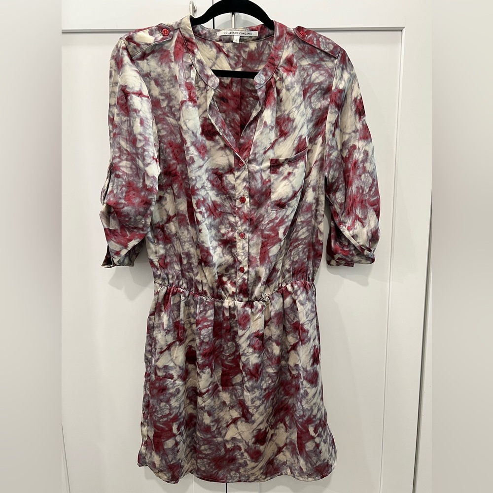 Collective Concepts Magenta and White Tie-dye dress